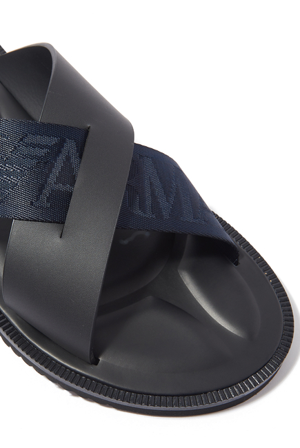 Jacquard Logo Leather Sandals